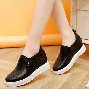 Black & White Wedge Sneakers